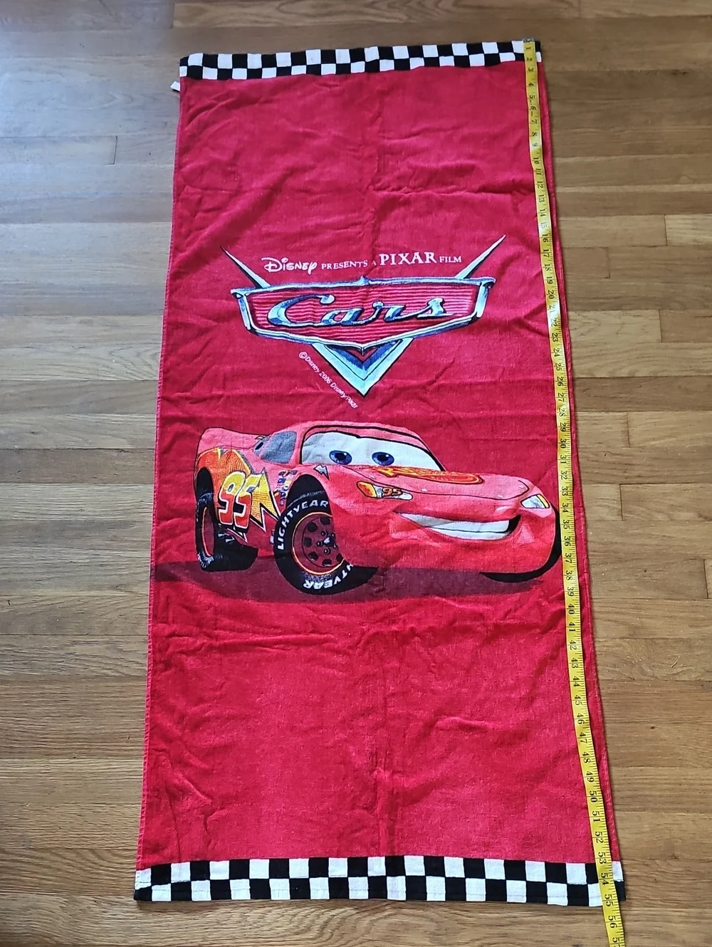 Walt Disney 2006 Pixar Film Cars Children's Red Racing Theme Beach Towel